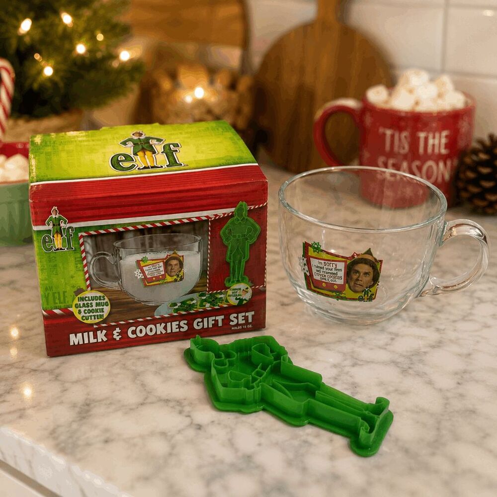 ELF Christmas Movie Cookies & Milk Mug And Cookie Cutter Gift Set NEW